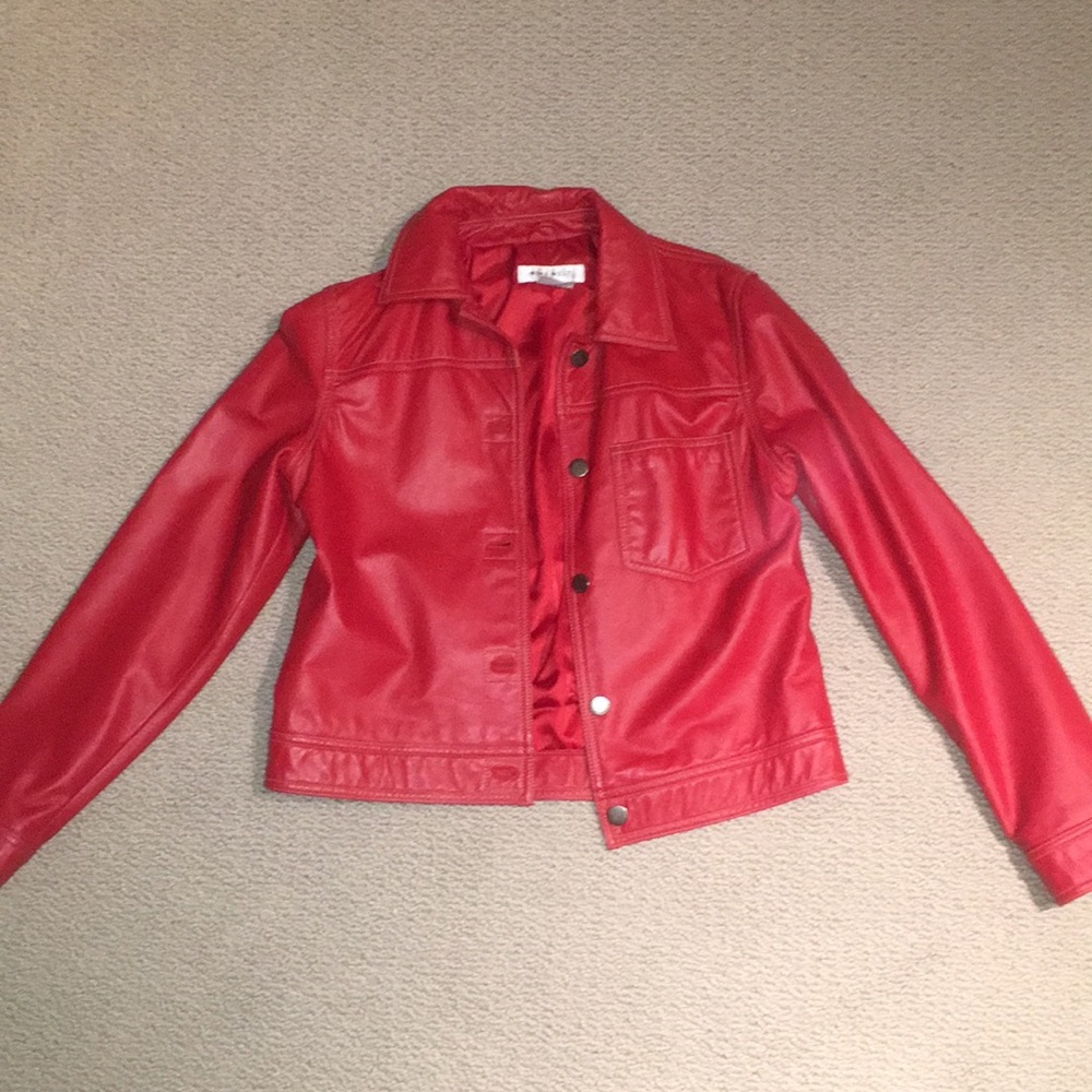 red leather nine west jacket